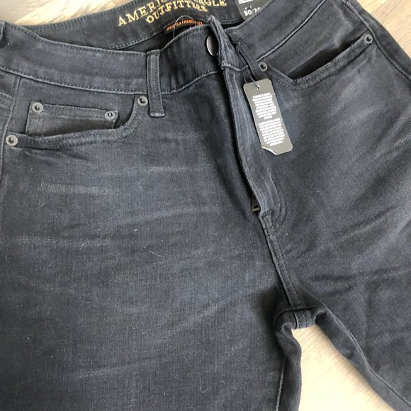 NWT American Eagle 360 Extreme Flex Black Distressed Slim Jeans Size 30x36 - Picture 4 of 13